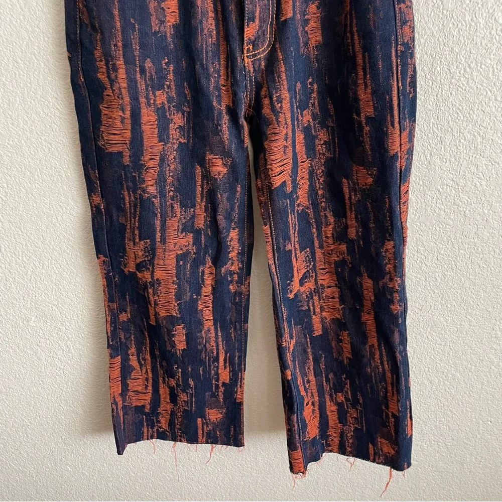 Sold Out Jaded London Y2K Boyfriend Straight Jeans in Indigo Orange Distressed - Picture 7 of 13